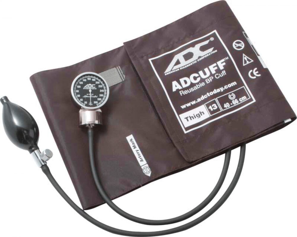 Reusable blood pressure cuff with gauge