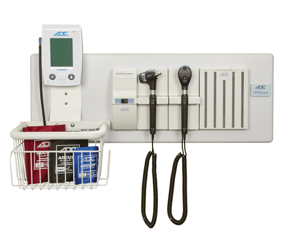 Wall-mounted medical exam instruments