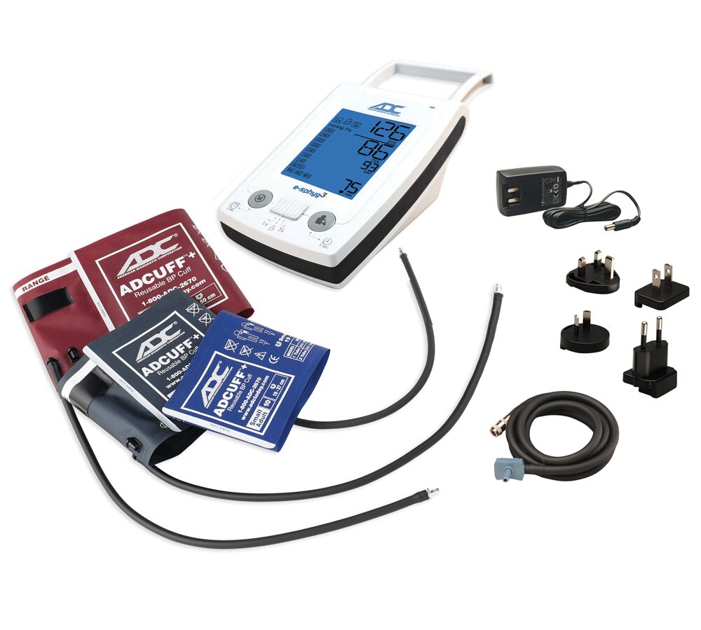 Digital blood pressure monitor with cuffs and adapters