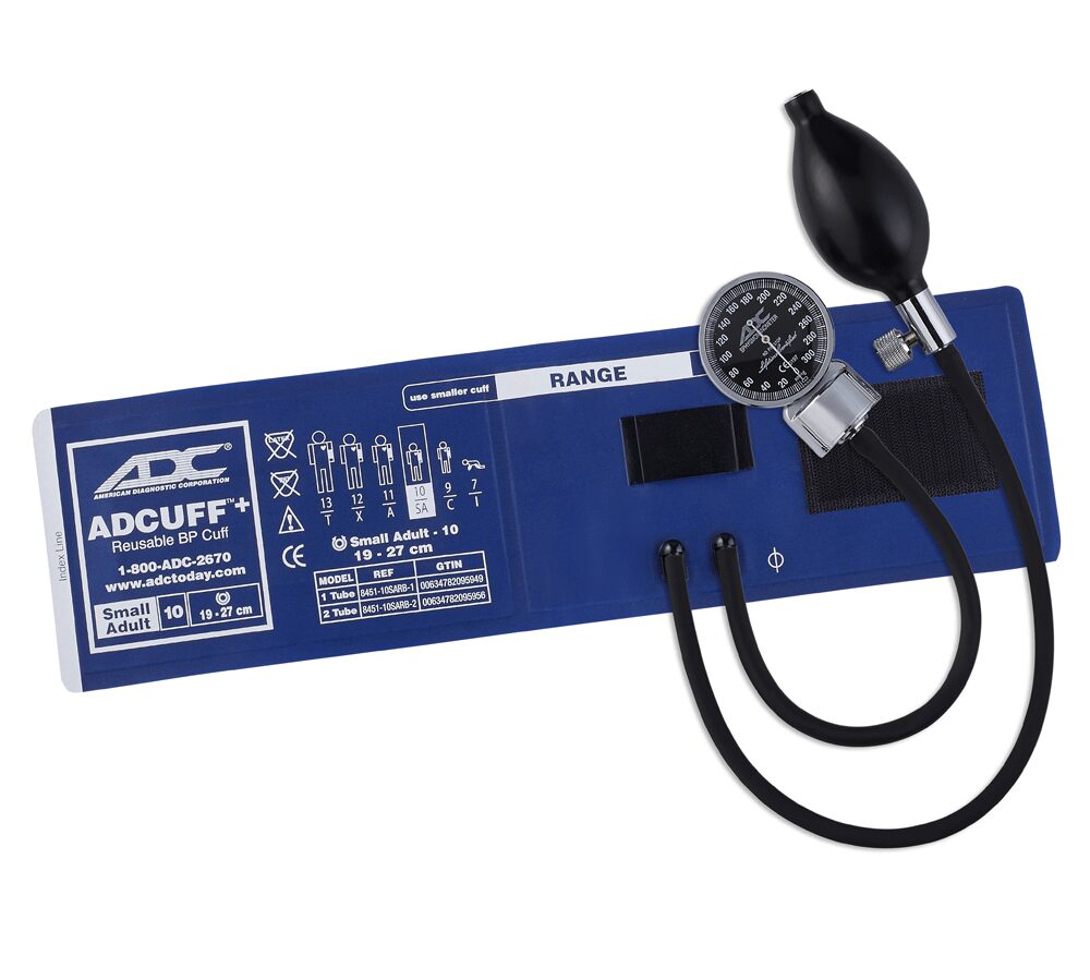Manual blood pressure cuff with gauge and bulb