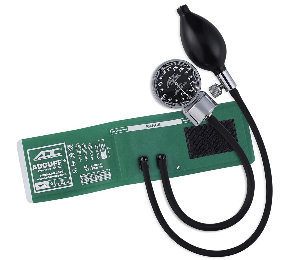 Manual blood pressure cuff with gauge and bulb