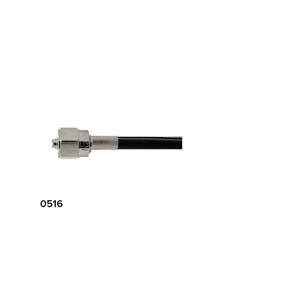 Black RF coaxial cable with metal connector