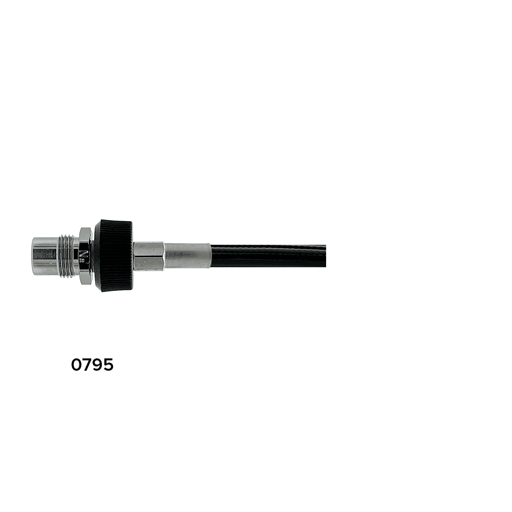 Coaxial cable with threaded RF connector