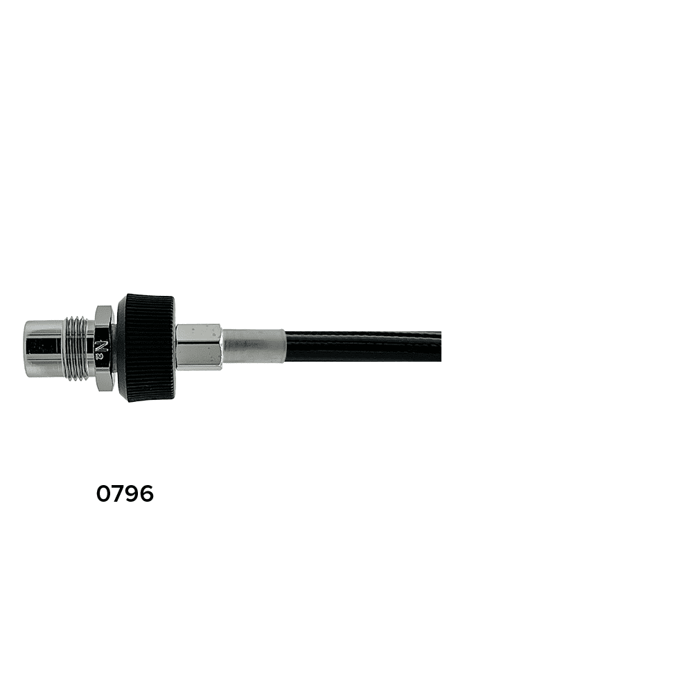 Threaded coaxial connector with black cable